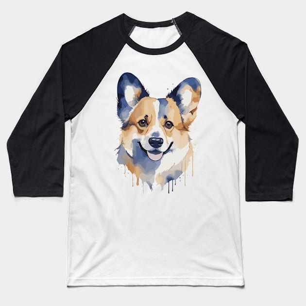 Corgi watercolor Baseball T-Shirt by aceofspace